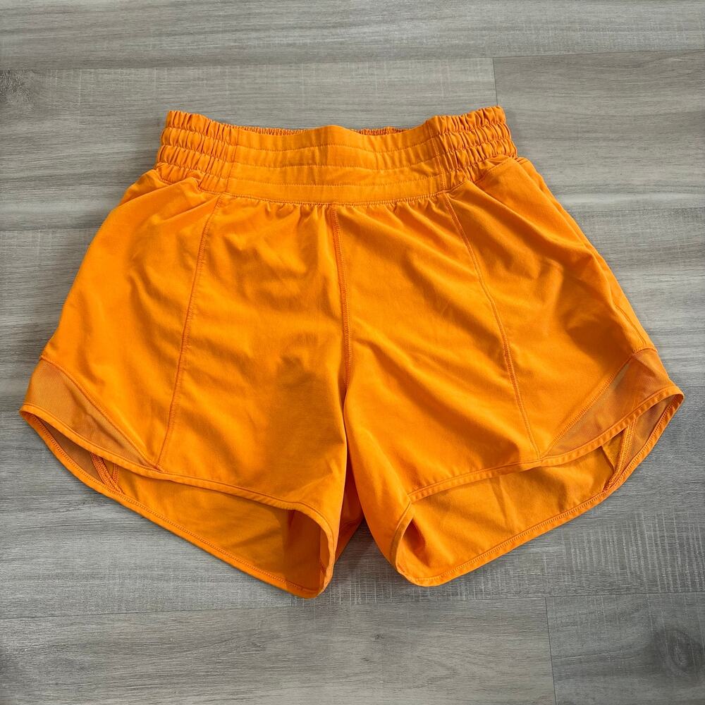 Lululemon Hotty Hot High-Rise Lined Short 4" Lit Orange Women Size 4
